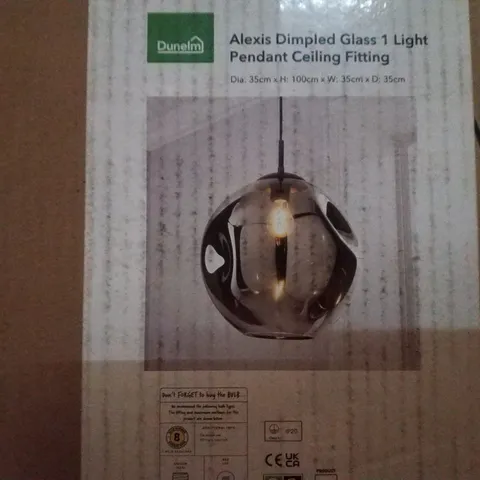 BOXED DUNELM ALEXIS DIMPLED GLASS 1 LIGHT PENDANT CEILING FITTING 