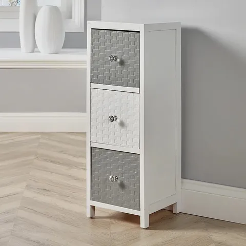 BOXED CARSON 3 DRAWER CHEST OF DRAWERS (1 BOX)