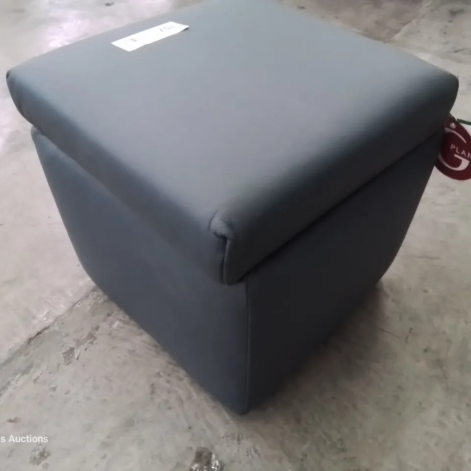 QUALITY BRITISH DESIGNER & MANUFACTURED G PLAN SPENCER STORAGE FOOTSTOOL CAMBRIDGE NAVY LEATHER 