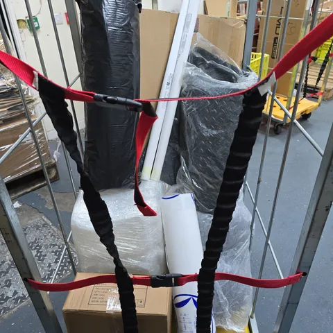 CAGE OF APPROXIMATELY 9 ASSORTED ITEMS INCLUDING FOAM MAT , RUBBER MAT AND 5KG SOY WAX 