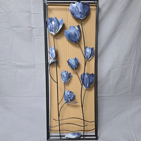 HOME 2 GARDEN FLORAL WALL HANGING - METAL FLOWER PANEL, BLUE FLOWERS