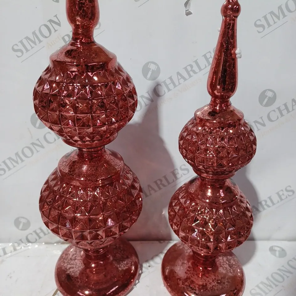 SET OF 2 DECORATIVE RED CHRISTMAS TREES