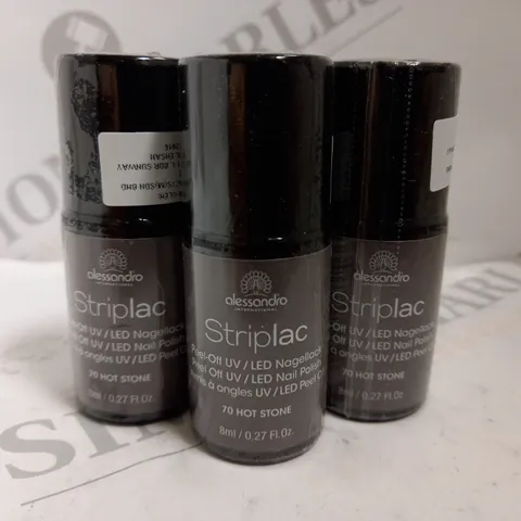 BOX OF APPROX 24 X 8ML ALESSANDRO STRIPLAC PEEL-OFF UV LED NAIL POLISH #70 HOT STONE