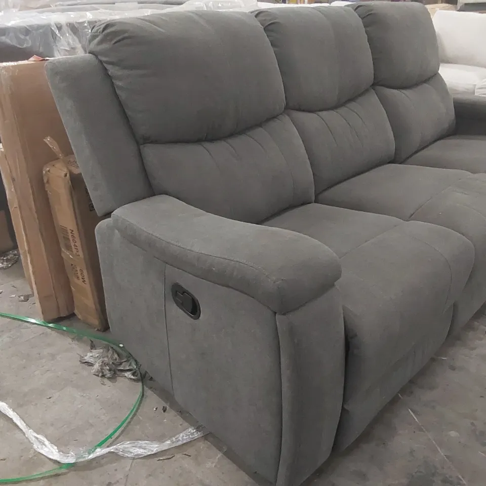 QUALITY DESIGNER CHENILLE FABRIC MANUAL RECLINER SOFA