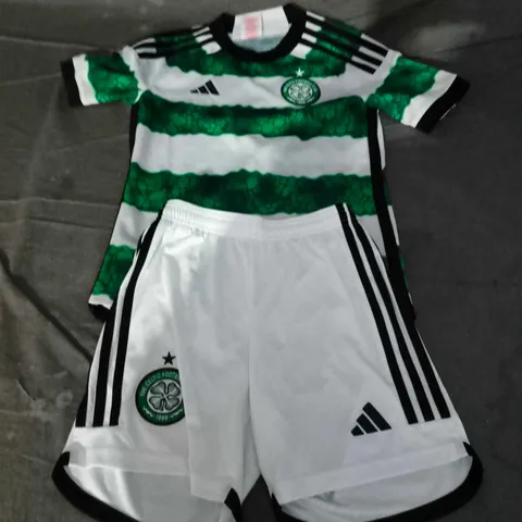 ADIDAS CELTIC KIDS HOME JERSEY AND SHORTS - UK 9-10Y