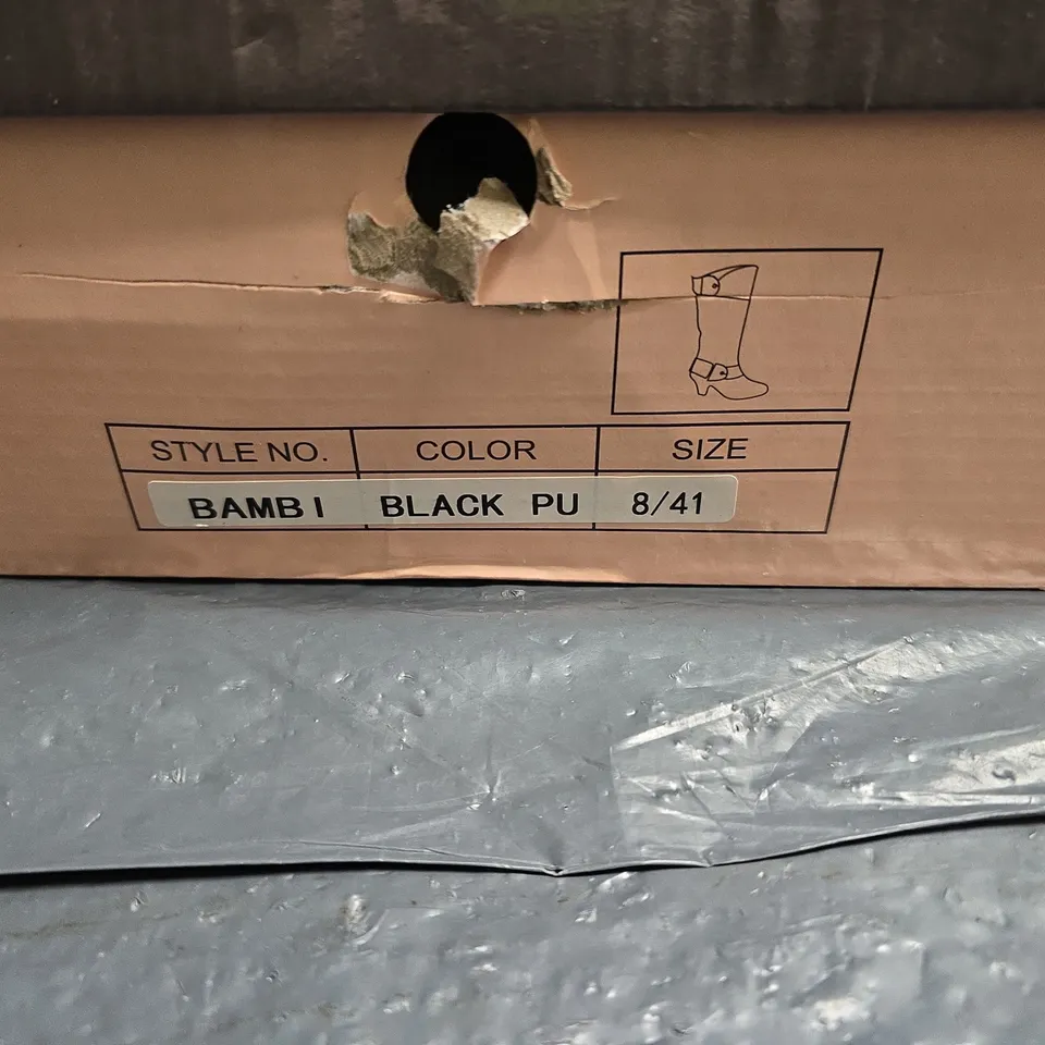 CORE COLLECTION BLACK PU KNEE-HIGH BOOTS, UK 8 (EU 41)