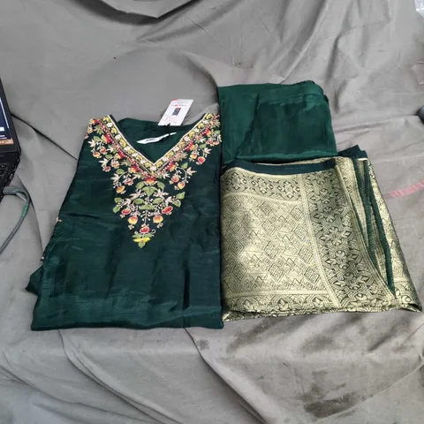 STOCK OUT BY ANJU FABRICS – WOMEN'S GREEN EMBROIDERED KURTI (XXL)