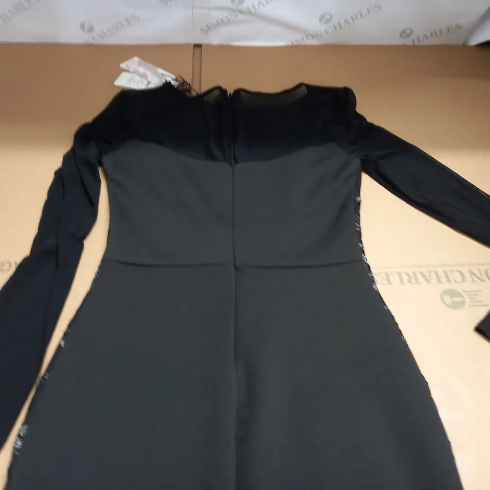 LIPSY LONDON BLACK/SILVER EMBROIDERED DRESS - UK 10