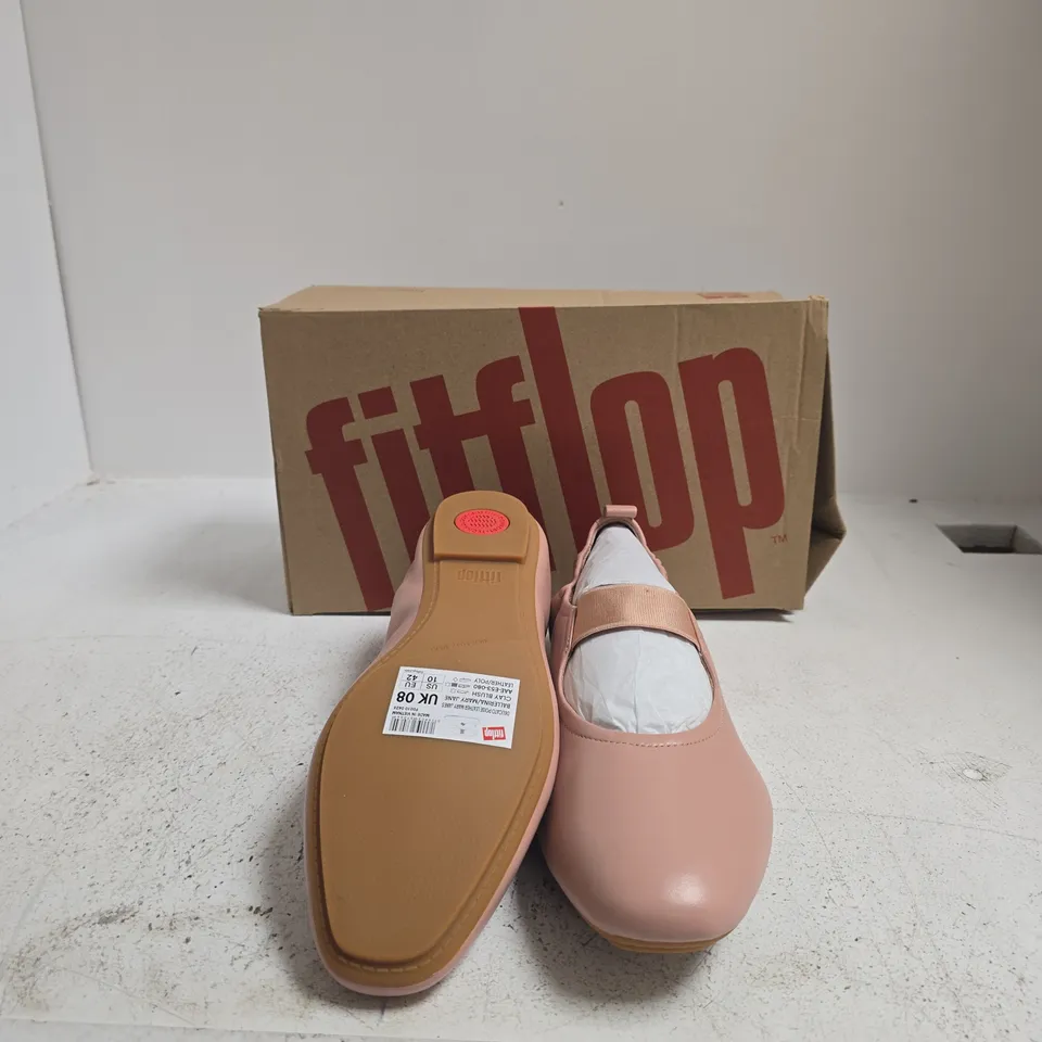 UK 8 FITFLOP DELICATO POISE LEATHER MARY JANES – BLUSH