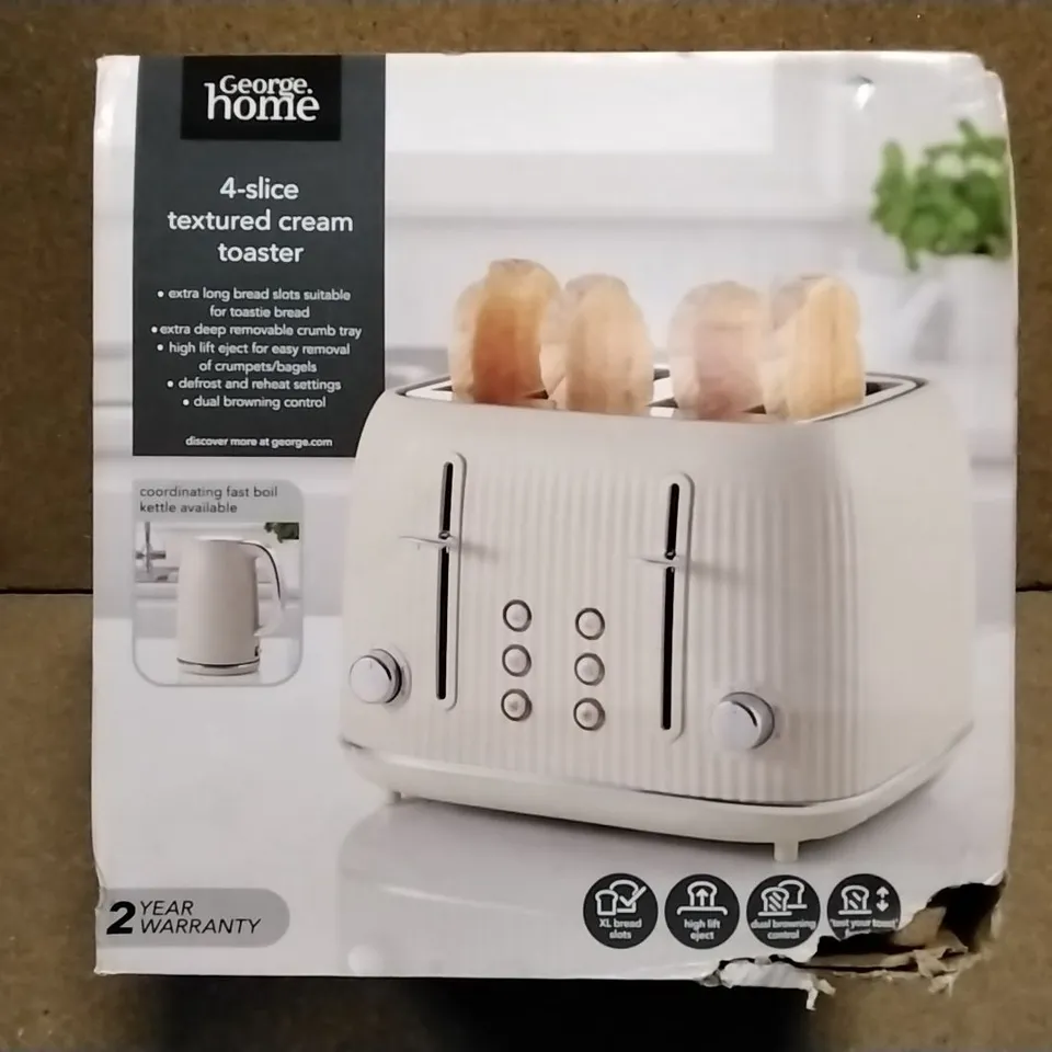 BOXED 4-SLICE TEXTURED CREAM TOASTER 