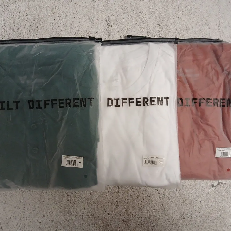 SET OF APPROXIMATELY 10 ASSORTED BUILT DIFFERENT T-SHIRTS/SHIRTS IN VARIOUS COLOURS AND SIZES