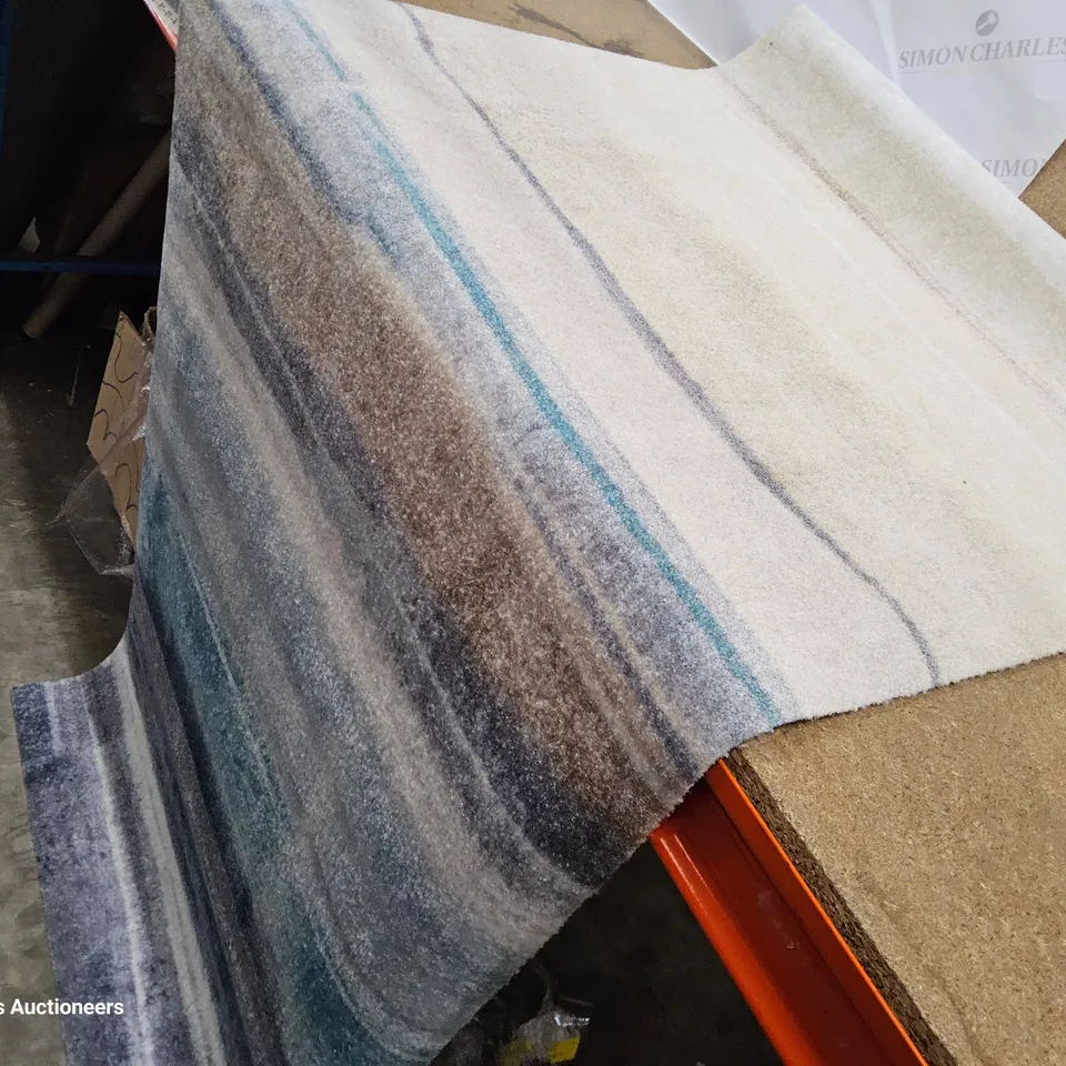 RUBBER BACKED RUNNER BEIGE/BLUE 80 × 190