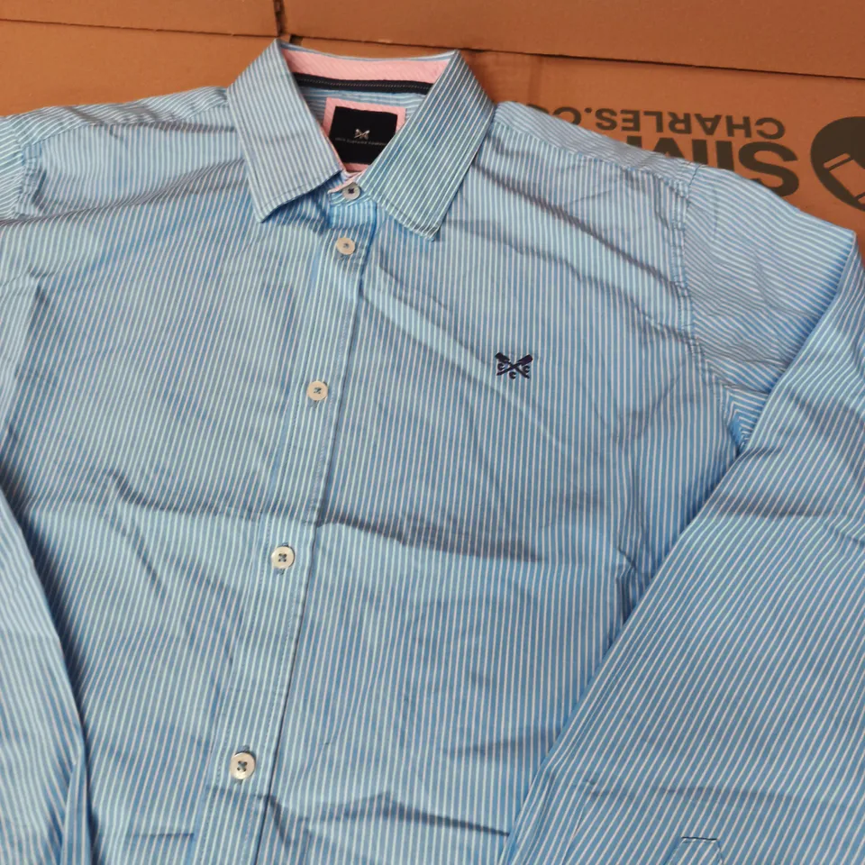 CREW CLOTHING COMPANY PIN STRIPE BUTTON SHIRT - SIZE XL