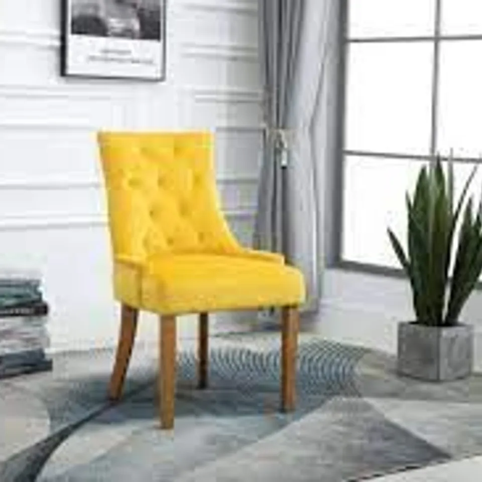 BOXED PAIR OF LAUREN DINING CHAIR OCHRE UPHOLSTERY 