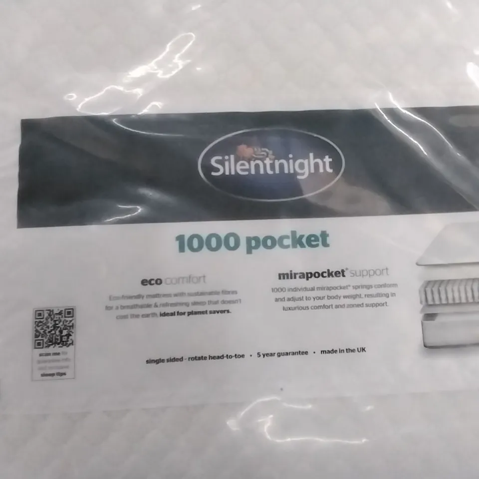 QUALITY BAGGED SILENTNIGHT 1000 POCKET ECO COMFORT DOUBLE 4'6" MATTRESS 