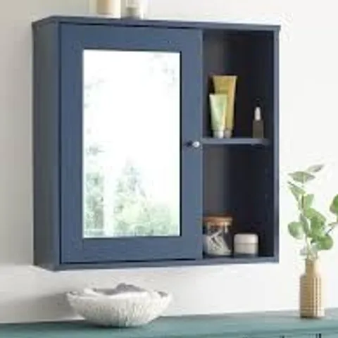 BOXED BRAMFORD MIRRORED BATHROOM WALL CABINET - NAVY (1 BOX)