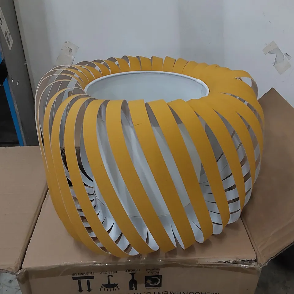 BOXED RIBBON 25cm H X 35cm W COTTON DRUM PENDANT SHADE 