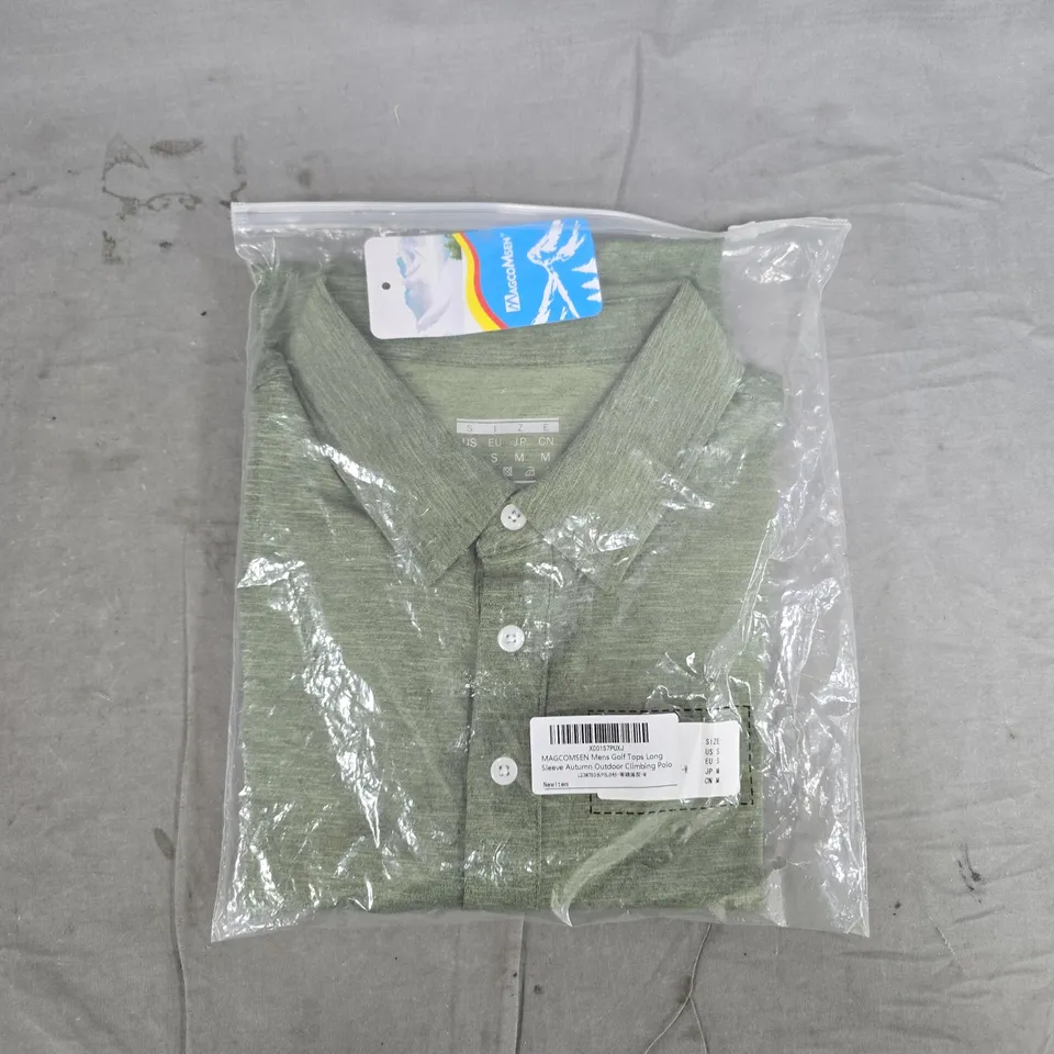 Magcomsen Men's Polo Shirt – Green Knit Polo (Size S/M) 