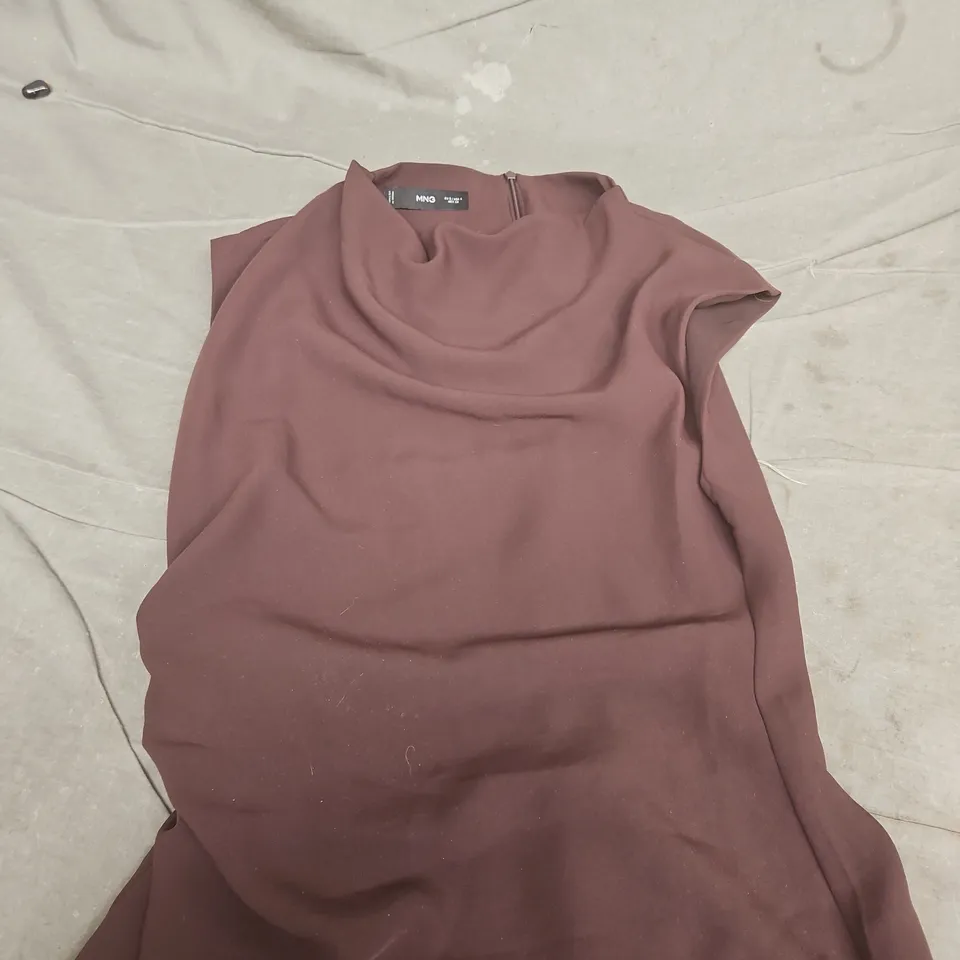 MNG BURGUNDY DRAPED DRESS, BACK ZIP – UK 8