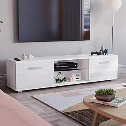 BOXED COSMO 2 DOOR LED TV UNIT, 160cm - WHITE (1 BOX)