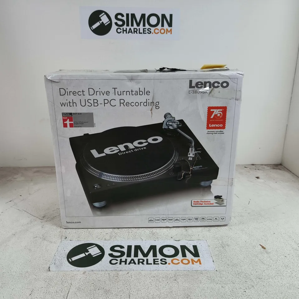 BOXED LENCO L-3809BK DIRECT DRIVE TURNTABLE