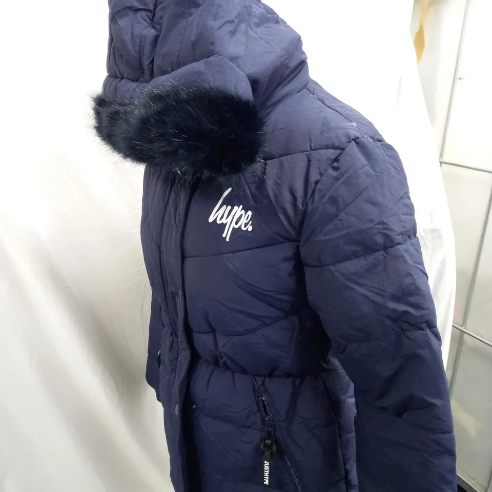 HYPE NAVY FITTED KIDS PARKA JACKET - 15YRS