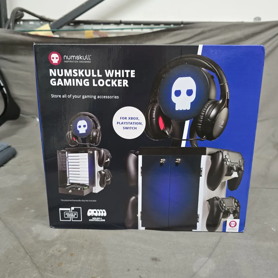 Numskull White Gaming Locker – boxed gaming accessory storage (Xbox, PlayStation & Switch)