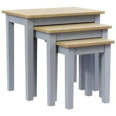 BOXED VIDA YORKSHIRE NEST OF 3 TABLES - OAK & GREY (1 BOX)