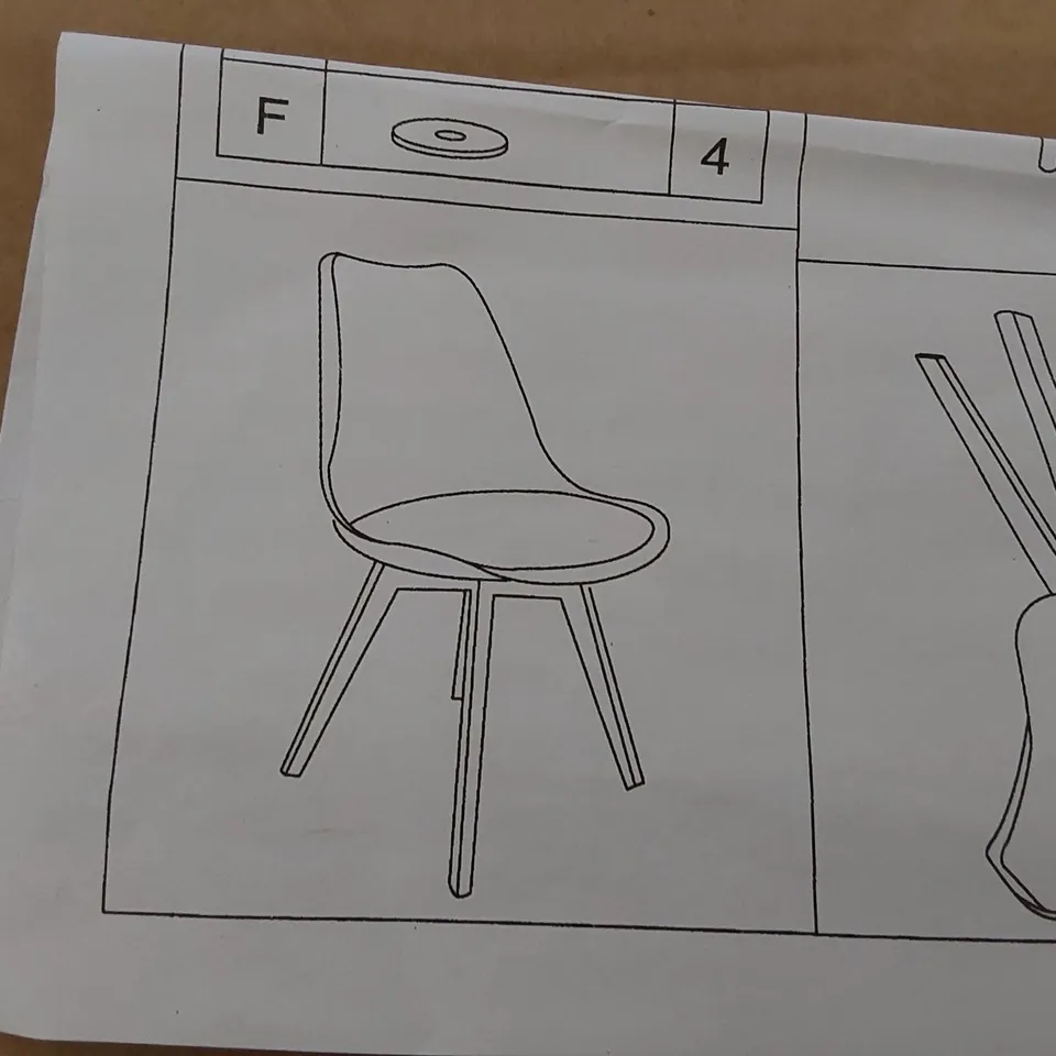 BOXED SET OF FOUR GREY RETRO DINING CHAIRS (1 BOX)