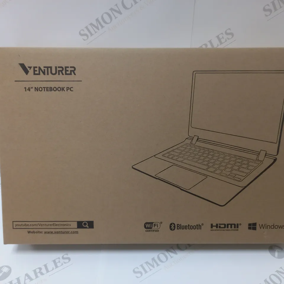 BRAND NEW BOXED VENTURER EUROPA 14 PLUS 14" FULL HD LAPTOP INTEL 2.6GHZ 64GB SSD 4GB RAM - BLACK