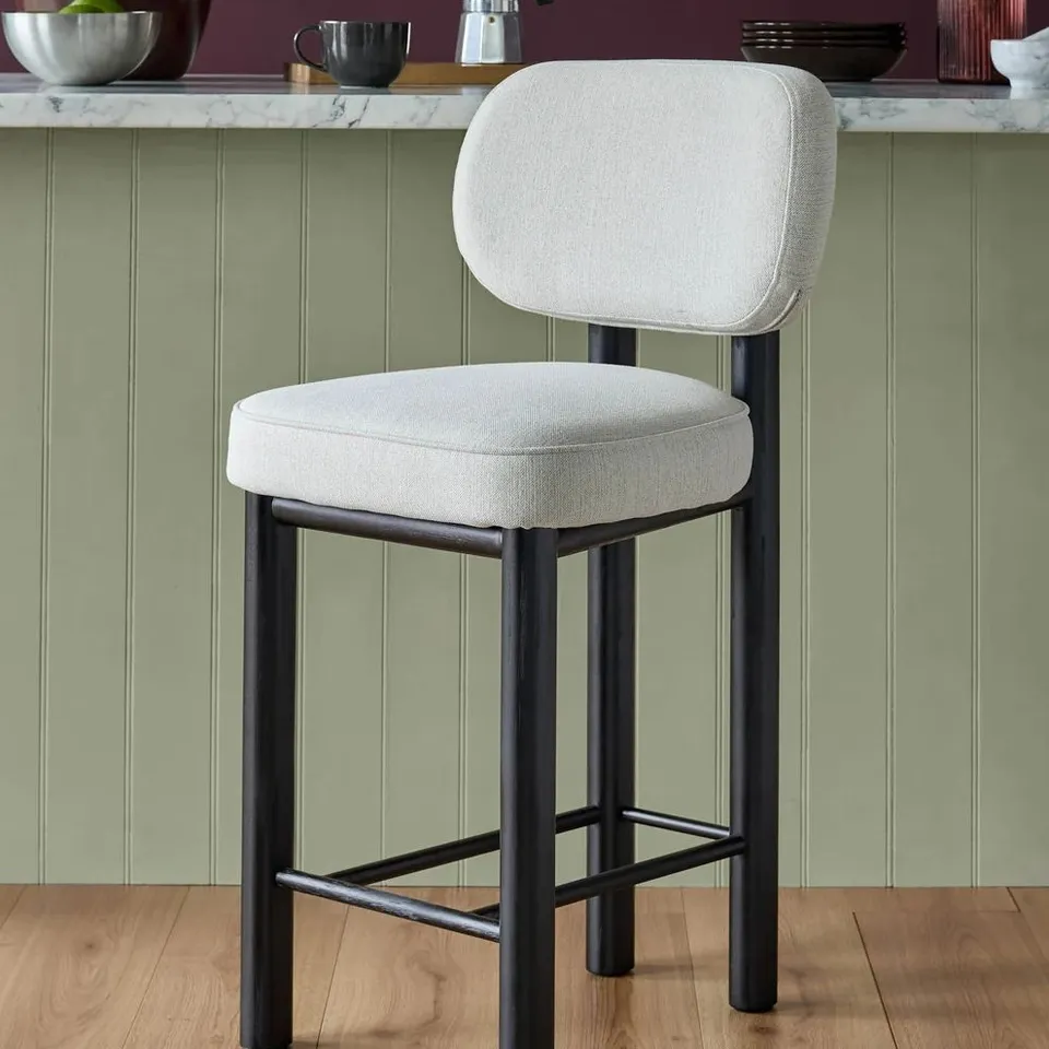 BOXED DANETTI HENLEY IVORY DUAL TONE FABRIC BAR STOOL