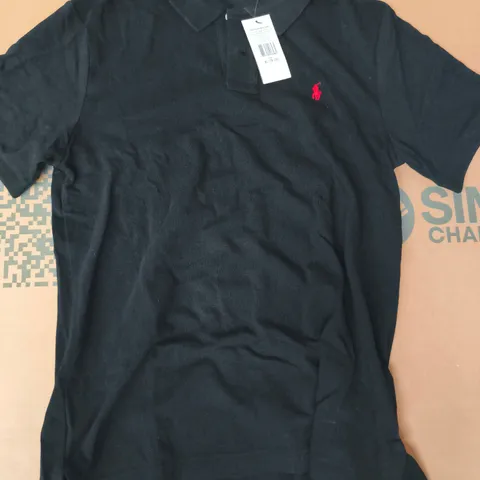 POLO RALPH LAUREN CLASSIC FIT SHORT SLEEVE POLO TOP IN BLACK SIZE XL