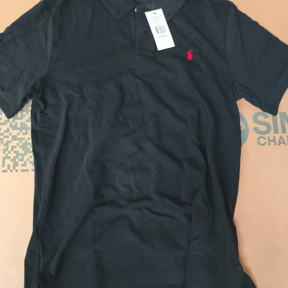 POLO RALPH LAUREN CLASSIC FIT SHORT SLEEVE POLO TOP IN BLACK SIZE XL