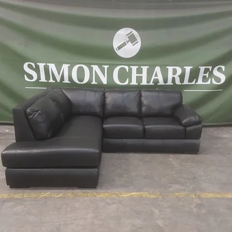 QUALITY DESIGNER MARLOW ITALIAN LEATHER LEFT HAND CORNER CHAISE