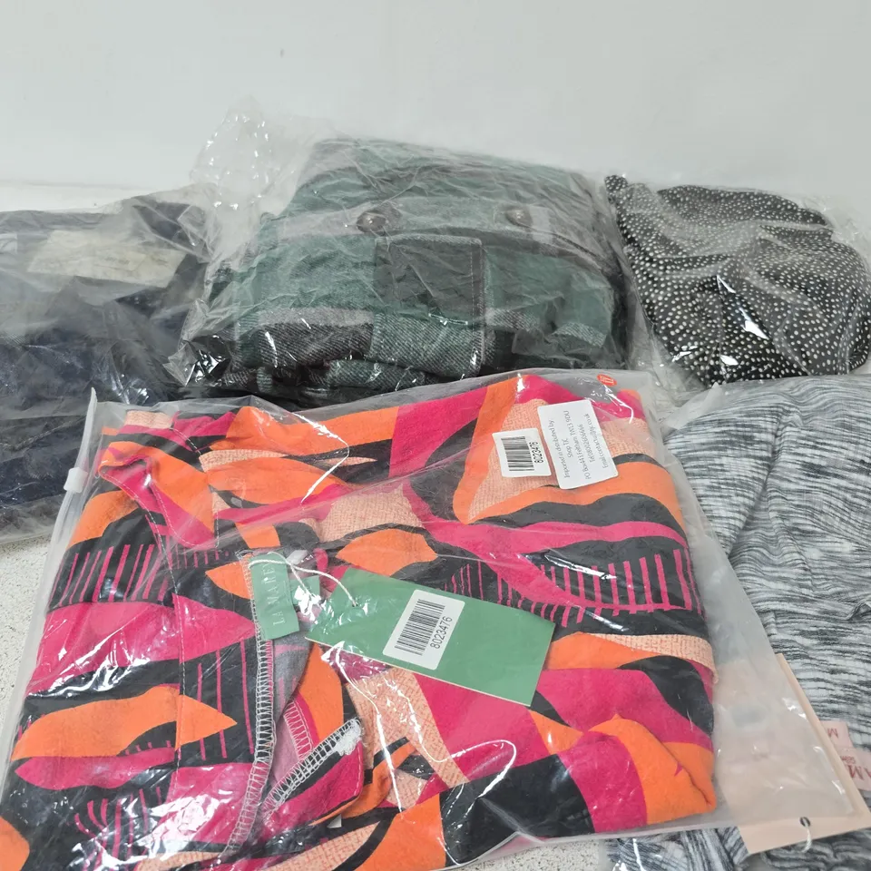 BOX OF APPROX 20 ASSORTED CLOTHING ITEMS TO INCLUDE SHIRTS, TOPS, JACKETS, ETC