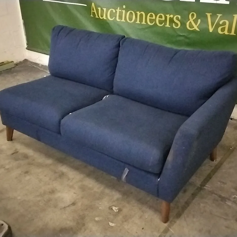QUALITY BRITISH DESIGNER NAVY BLUE FABRIC SOFA SECTION