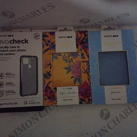 APPROXIMATELY 73 BRAND NEW BOXED TECH 21 PHONE CASES TO INCLUDE; LIBERTY LONDON PURE DESIGN GROSVENOR IPHONE XS MAX, EVO CHECK NON SLIP CASE TO PROTECT YOUR PHONE AND CAMERA FOR GOOGLE PIXEL 4A(5G)
