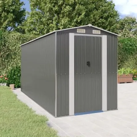 BOXED 6FT W × 14FR D GALVANISED STEEL APEX GARDEN SHED [3 BOXES]
