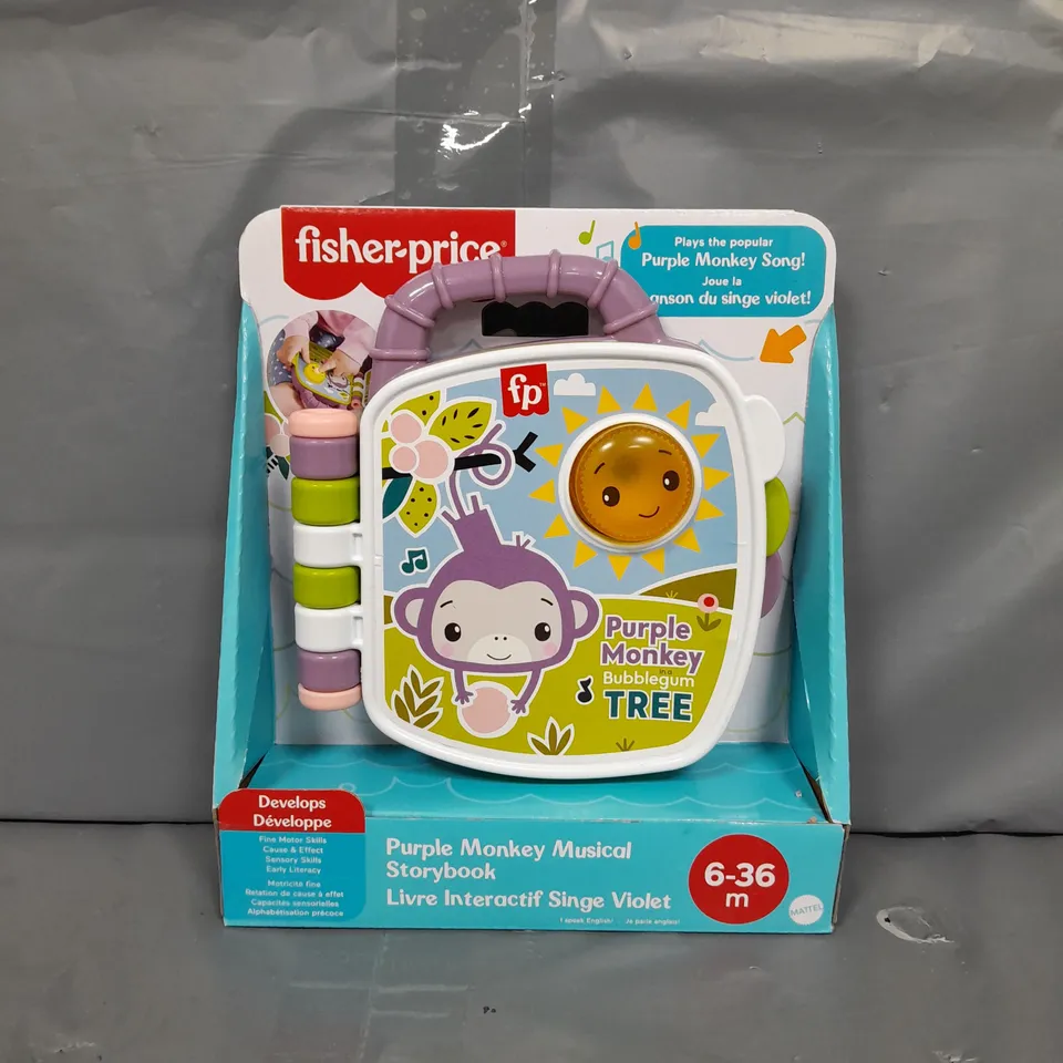 FISHER-PRICE PURPLE MONKEY MUSICAL STORYBOOK - 6/36 MONTHS