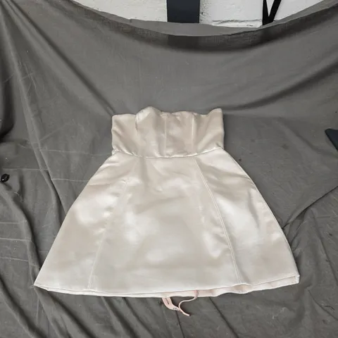 OH POLLY HAISLEY BANDEAU STRUCTURED TULIP MINI DRESS IN IVORY SIZE 8
