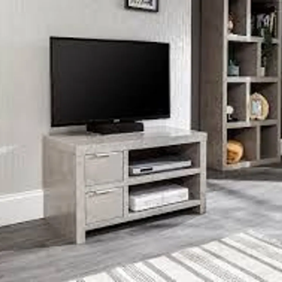 BOXED BLOC 2 DRAWER TV UNIT - CONCRETE 