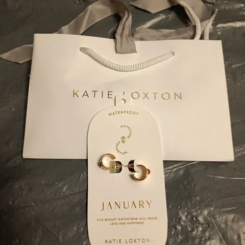 KATIE LOXTON JEWELLERY - JANUARY GARNET BIRTHSTONE HOOP EARRINGS