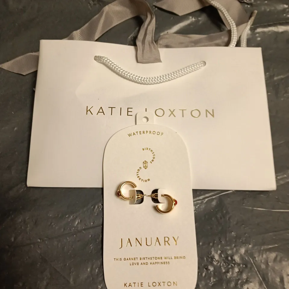 KATIE LOXTON JEWELLERY - JANUARY GARNET BIRTHSTONE HOOP EARRINGS
