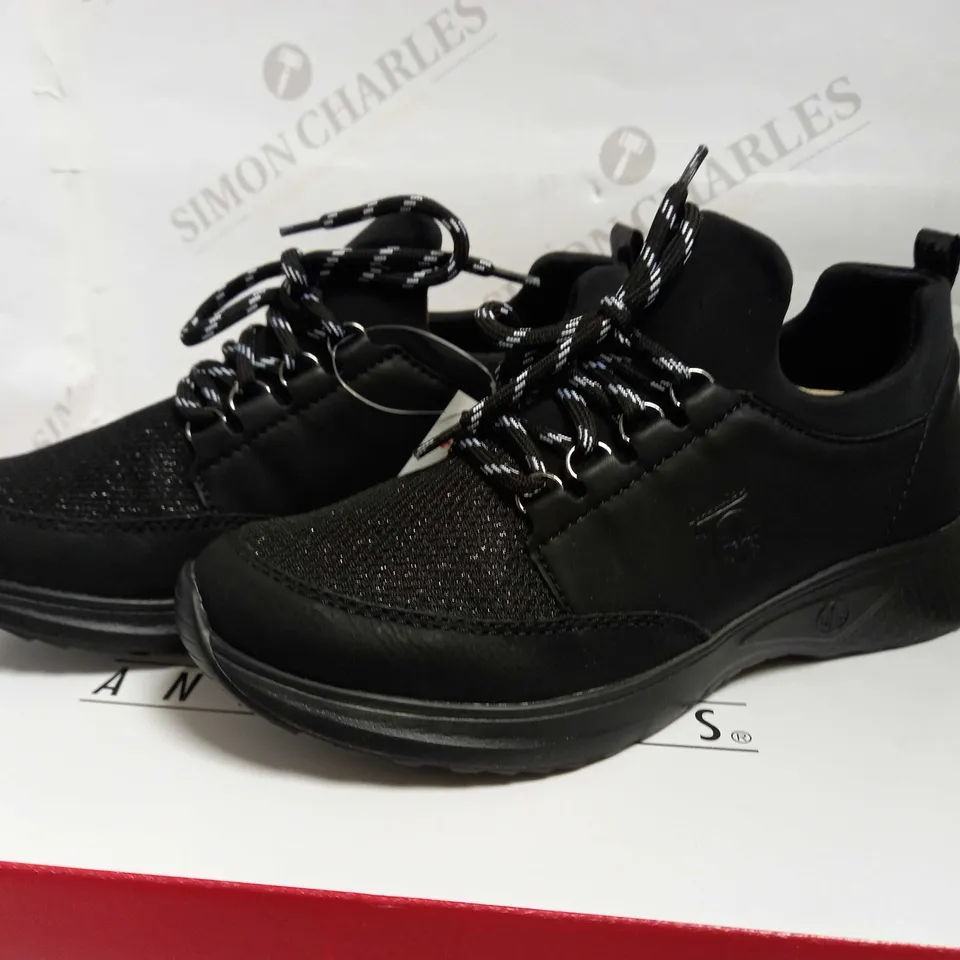RIEKER LACE DETAIL TRAINERS BLACK SIZE 5