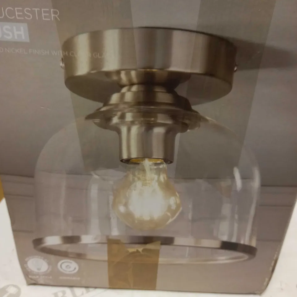 NEXT GLOUCESTER FLUSH BRUSHED NICKEL CLEAR GLASS LIGHT 