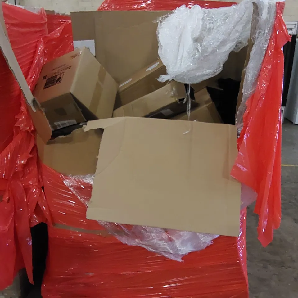 PALLET OF ASSORTED HOUSEHOLD ITEMS AND CONSUMER PRODUCTS. INCLUDES TOWER HEATER, JUNIOR BASKETBALL SYSTEM, PARASOL BASE, TOILET SEAT ETC 