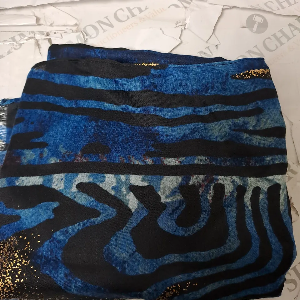 FRANK USHER ANIMAL PRINT SPARKLE FOIL LIGHTWEIGHT SCARF - BLUE
