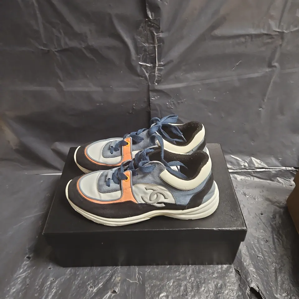 CHANEL-INSPIRED SNEAKERS, WOMEN'S MULTI-COLOUR TRAINER WITH CC LOGO EU 40 6.5 .