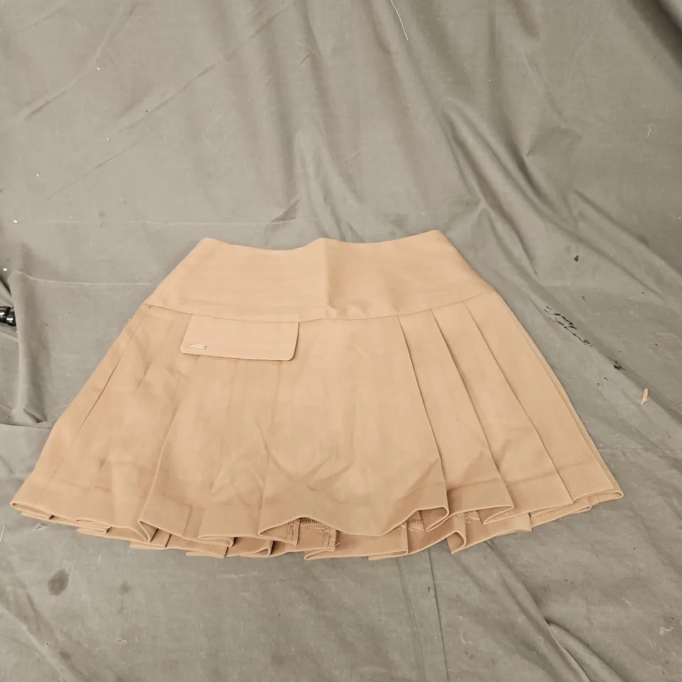 LOUNGE BOX PLEAT MINI SKIRT IN TAUPE SIZE XS