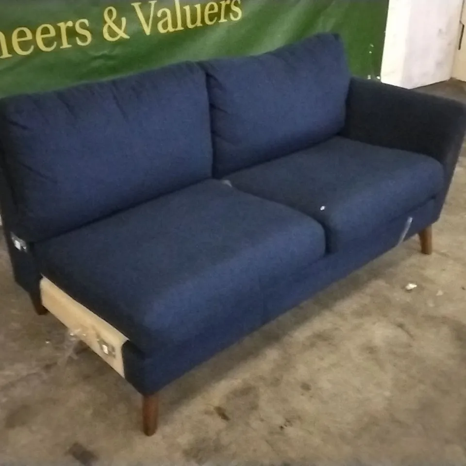 QUALITY BRITISH DESIGNER NAVY BLUE FABRIC SOFA SECTION